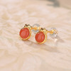 【禧乐】S925纯银镀金水红南红玛瑙圆形福字红色耳钉【CW-ED04574】 商品缩略图1