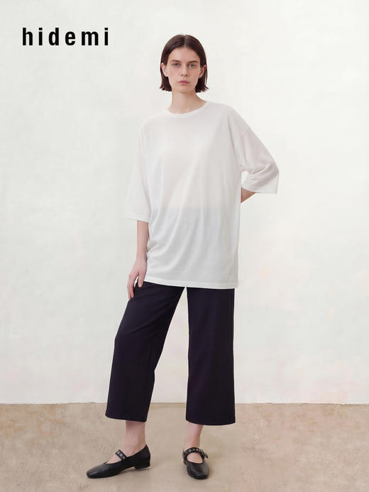 hidemi副线小h 简约休闲九分毛边阔腿裤休闲裤长裤 商品图9