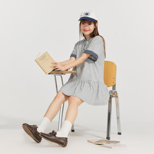 笛莎Deesha 2026年夏季新款青少年拼接格纹连衣裙裙子 商品图3