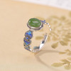 【清禧安岁】天然和田玉S925纯银碧玉南红珐琅如意蛋面开口戒指【CW-JZ07609】 商品缩略图2