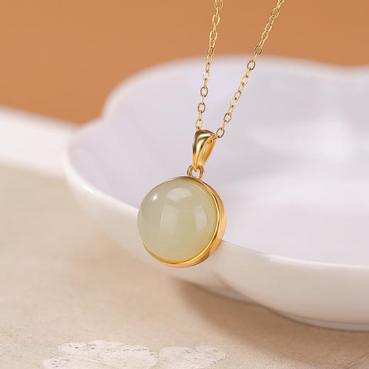 【千里江山】S925纯银镀金天然和田玉晴水玉珐琅吊坠【CW-DZ07160】 商品图1