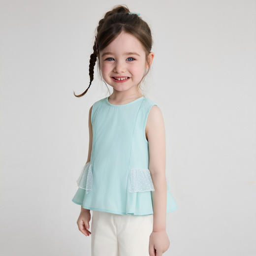 笛莎Deesha 2026年夏季新款小童女童直筒裤套棉布套装 商品图1