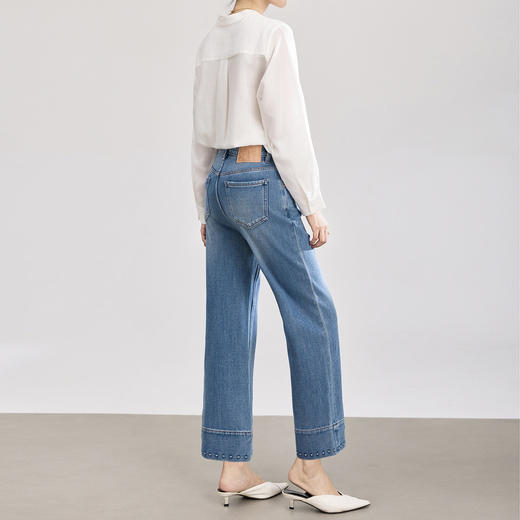 「高货wl」全新升级【铂金会员275/天猫369/差价94】(00411)洛诗琳气质爱心压印牛仔裤女2026春夏新款高腰显瘦直筒裤 商品图1