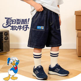 迪士尼米奇夏季男童轻薄深牛仔蓝牛仔七分裤ZD2FK006