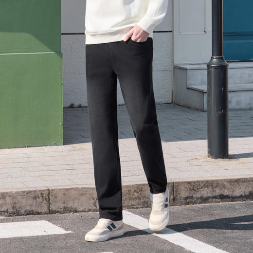 半身缘男裤 春季时尚复古高弹宽松直筒牛仔裤261101P10130223 商品图1