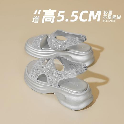 ZHR则则水钻厚底凉鞋女2025夏季新款增高休闲沙滩鞋超软外出女鞋 商品图7