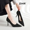 ZHR则则羊京绒高跟鞋细跟气质黑色工作鞋女2025新款单鞋超软女鞋 商品缩略图9