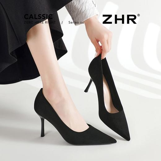 ZHR则则羊京绒高跟鞋细跟气质黑色工作鞋女2025新款单鞋超软女鞋 商品图9
