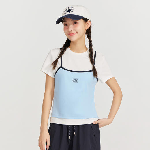 笛莎Deesha 2026年夏季新款青少年假两件印花T恤 商品图0