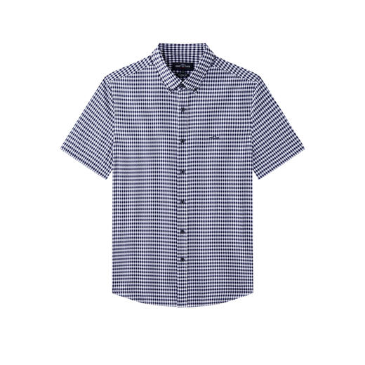 德鲨鲨鱼男装短袖格子衬衣2026夏季新款休闲打底上衣服男弹力衬衫 商品图4