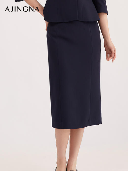 【商场同款】阿菁娜春季新款藏蓝半身裙抗皱耐磨高腰设计拉长比例轻微弹性自在舒展A31C113015 商品图3