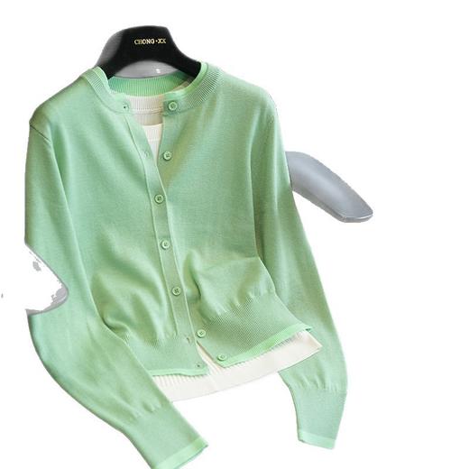 撞色圆领羊毛长袖针织开衫！女短款毛衣外穿2026春夏季新款！ 商品图4