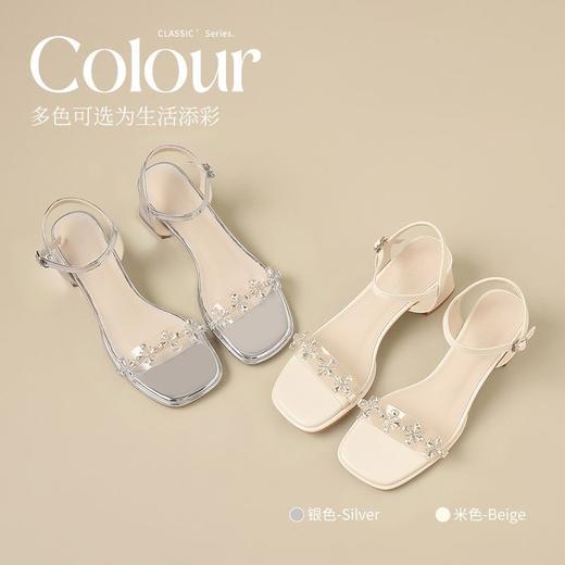 ZHR则则时尚水钻厚底凉鞋女2025夏季新款洋气百搭一字带气质凉鞋 商品图3
