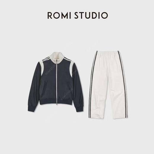 ROMI STUDIO“运动休闲”立领拉链蓝白运动廓形夹克外套RWDSW91807 商品图0