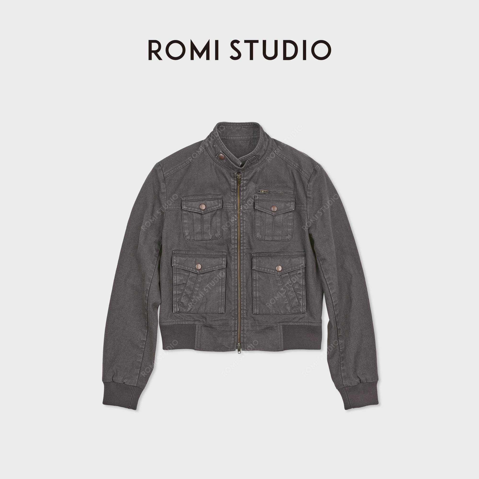ROMI STUDIO“美式复古”牛仔棉四口袋工装短款夹克外套 RWDSW82135