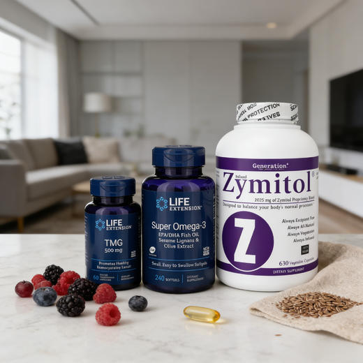 心血脑养护套装｜Zymitol 综合酶630粒+Life Extension TMG甜菜碱60粒+Life Extension 鱼油 240粒 商品图3