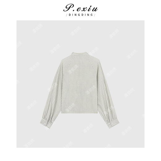 03-4潘依绣丁丁宠粉极简风氛围感条纹长袖衬衫Q2213 商品图1