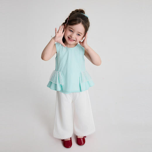 笛莎Deesha 2026年夏季新款小童女童直筒裤套棉布套装 商品图2