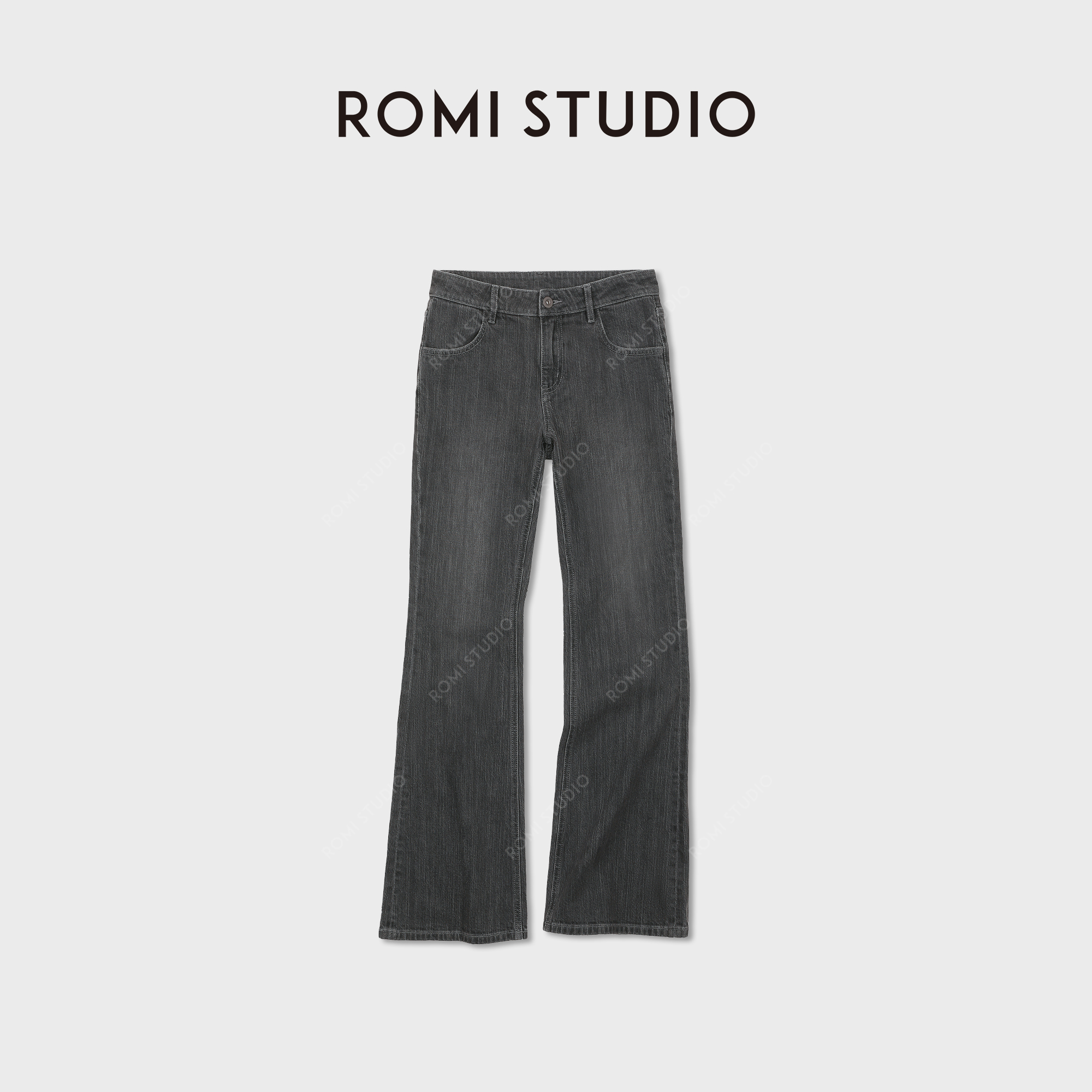 ROMI STUDIO“超模牛仔”新疆棉经典修身牛仔喇叭裤RWCAX87490