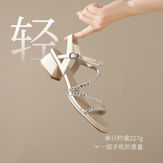 ZHR则则仙女水钻粗跟夏季凉鞋女2025年新款爆款高级鞋超软宽脚鞋 商品图5