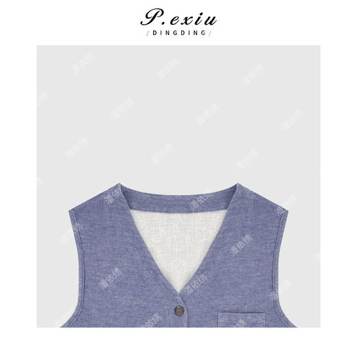 03-4潘依绣丁丁宠粉韩系撞色无袖V领马甲Q93105 商品图2
