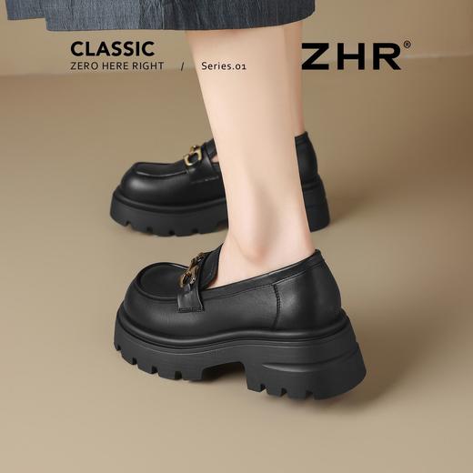 ZHR则则厚底增高6cm乐福鞋单鞋女2025新款百搭高跟小皮鞋学院女鞋 商品图4