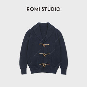 ROMI STUDIO“简练有型”复古牛角扣宽松落肩针织开衫RWDSWT1917