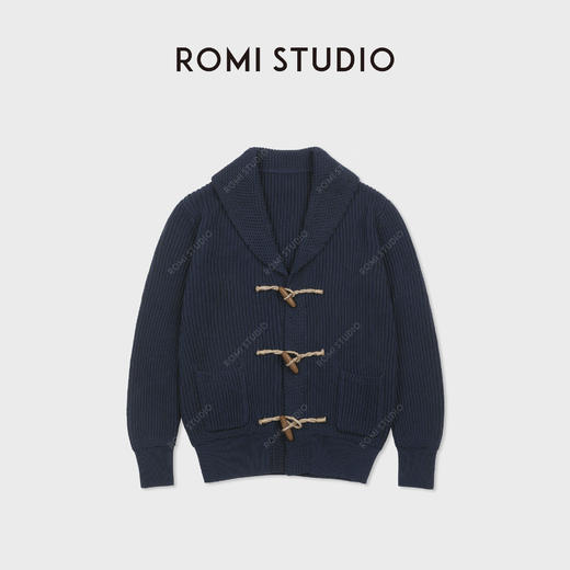ROMI STUDIO“简练有型”复古牛角扣宽松落肩针织开衫RWDSWT1917 商品图0