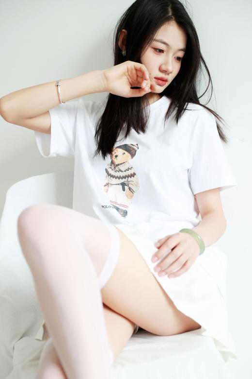 美式卡通tee，松弛感印花半袖儿。本白色复古圆领纯棉t恤E031760 商品图13