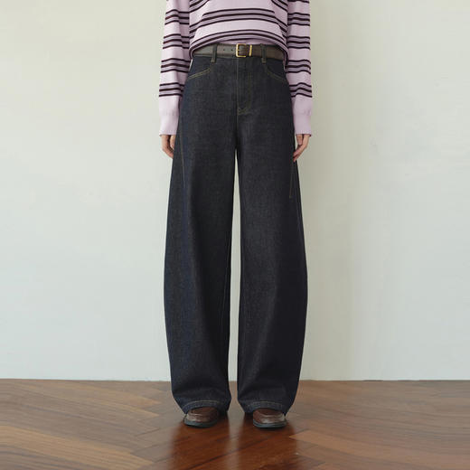 【严选】诗凡黎100%棉弯刀牛仔裤2026春夏新款原牛色高腰显瘦通勤复古长裤7H2250321 商品图0