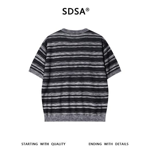 SDSA男装2026新款高贵轻奢休闲条纹亨利领针织短袖T恤百搭简约 商品图4
