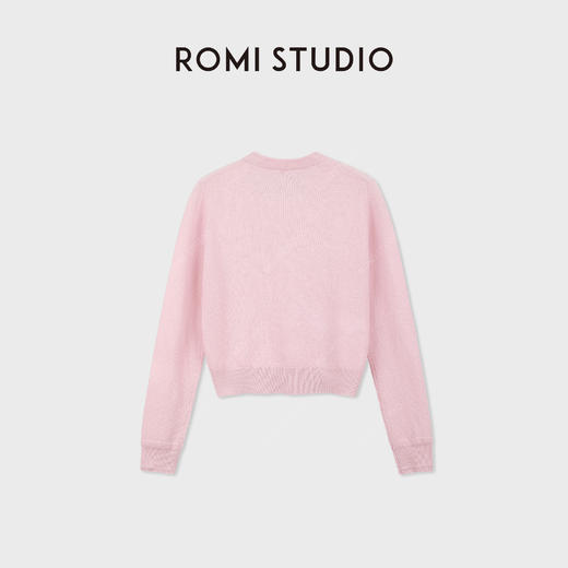 ROMI STUDIO100%澳洲羊毛高弹polo领半开扣粉色毛衫/POLO领上衣RWDSST2831 商品图1