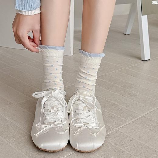 春款袜子大合集！任选4双包邮～棉感中筒袜韩系ins同款条纹纯色波点甜美Lolita堆堆袜女袜蕾丝大花边袜女 商品图12