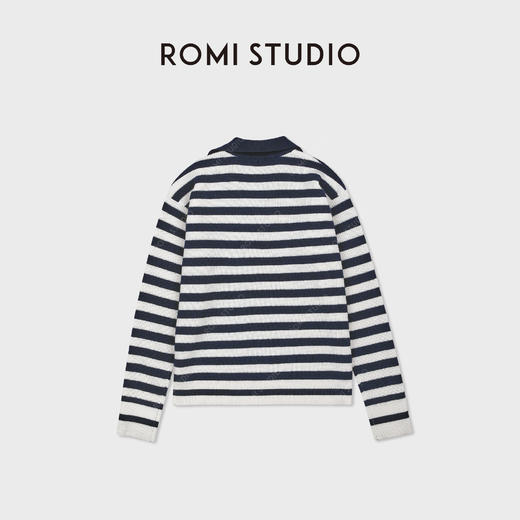 ROMI STUDIO“航海系列”羊毛混纺针织Polo领条纹毛衫RWDSST1800 商品图1