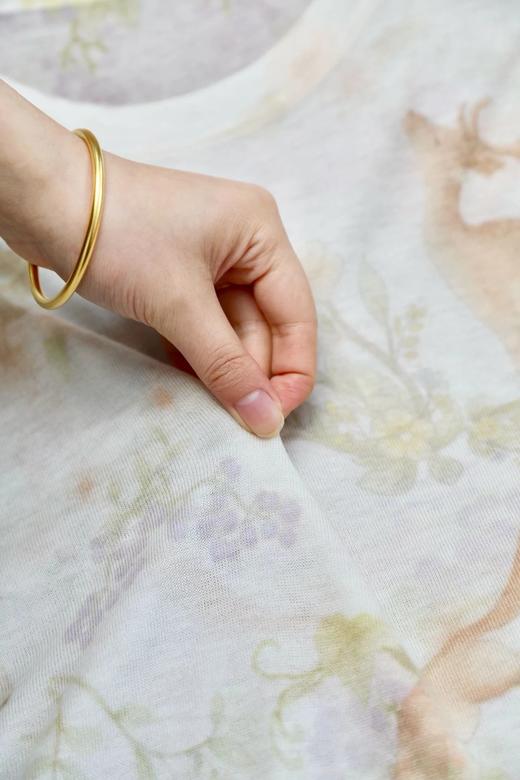 【春夏手绘印花风天丝羊毛打底衫】把油画穿在身上的感觉~天丝水溶羊毛料亲肤细腻WD 商品图5