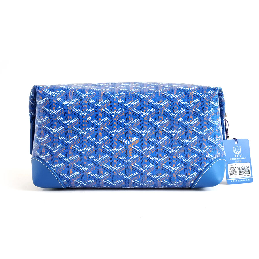 【95新】GOYARD戈雅蓝色老花Bowling 25洗漱包化妆包饭盒包中性款140326NJS18