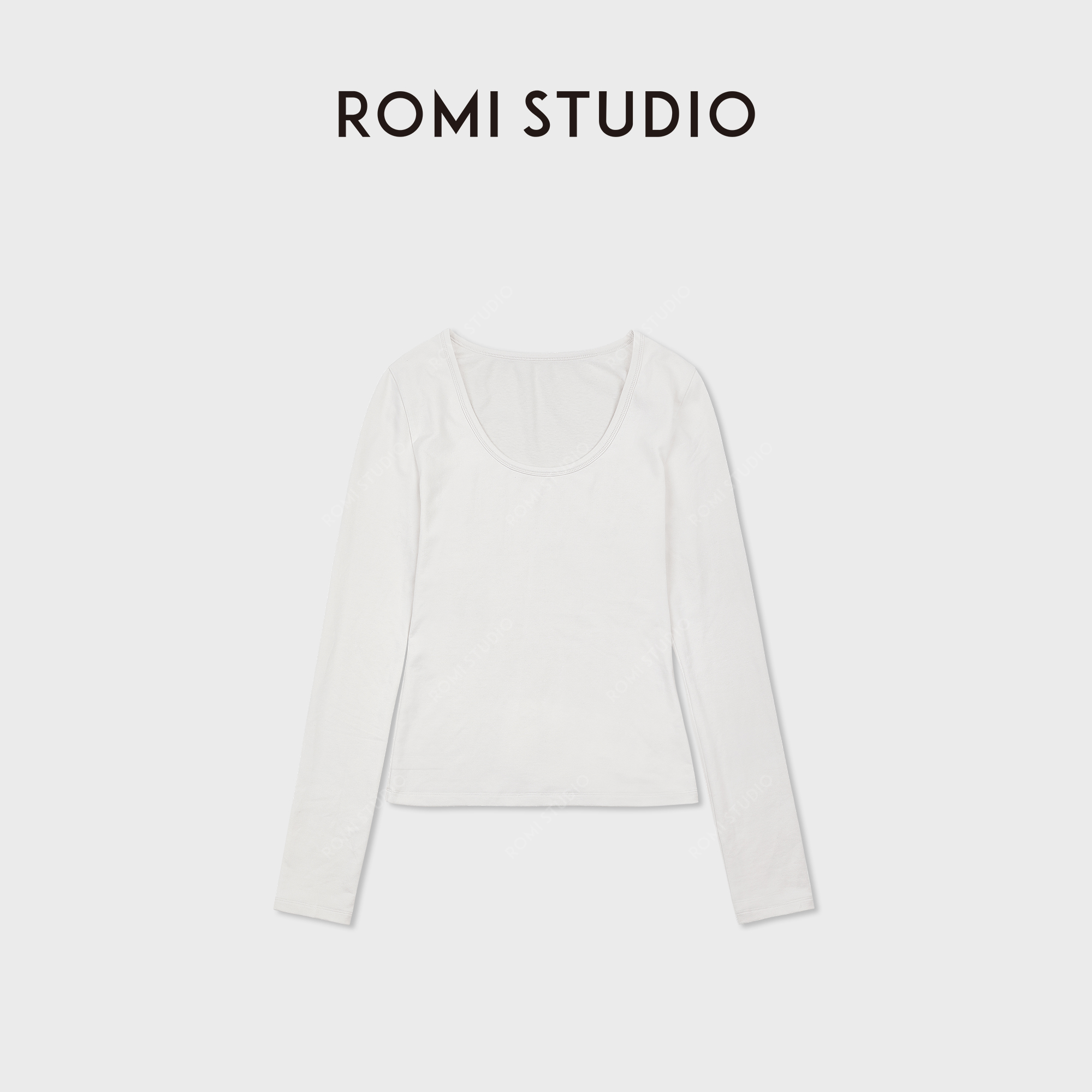 ROMI STUDIO“简约亲肤”莫代尔柔软百搭U领长袖T恤 RWDSS61809