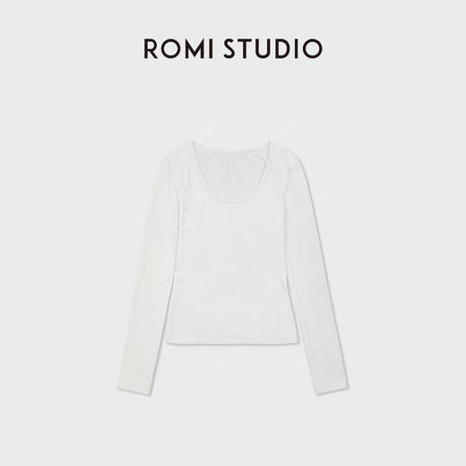 ROMI STUDIO“简约亲肤”莫代尔柔软百搭U领长袖T恤 RWDSS61809 商品图0