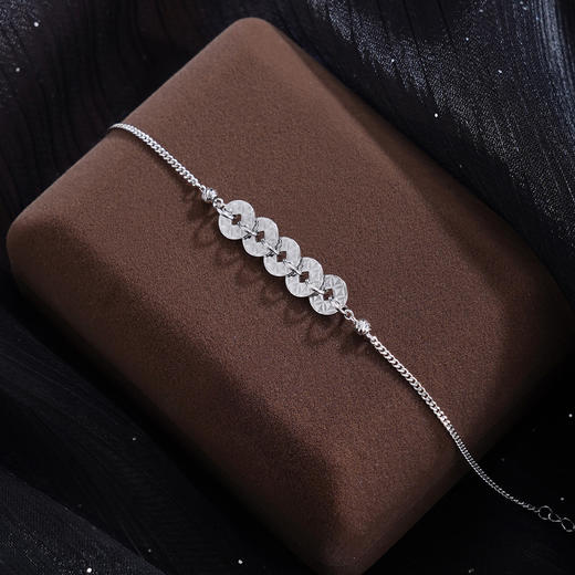 子佩集【五路财源】S925银手链【SL0704188】五连环招财钱币2509 商品图4