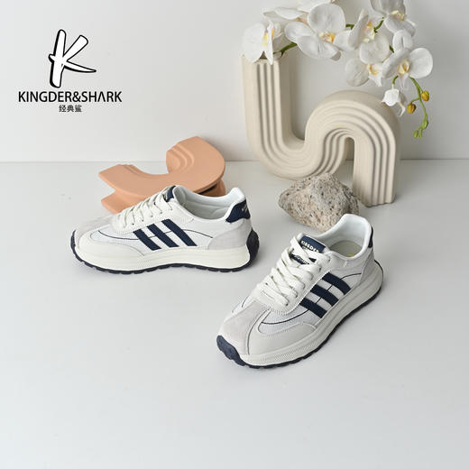 经典鲨2026年春季专柜新品男士韩版拼色网面透气休闲鞋德训鞋KF18-613011 商品图4