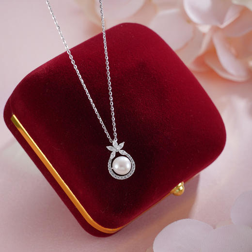 子佩集【明美】S925银套链【YL-7672101】五瓣花锆石珍珠项链2509 商品图1