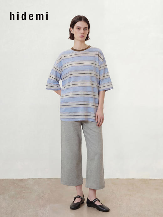 hidemi副线小h 简约休闲九分毛边阔腿裤休闲裤长裤 商品图6