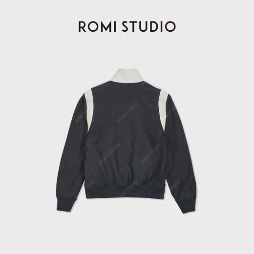 ROMI STUDIO“运动休闲”立领拉链蓝白运动廓形夹克外套RWDSW91807 商品图3