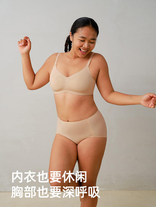 遐【小圆垫】0.5mm超薄透气全罩杯文胸罩无钢圈大胸显小内衣女夏 商品图4