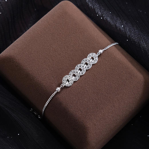 子佩集【五路财源】S925银手链【SL0704188】五连环招财钱币2509 商品图5