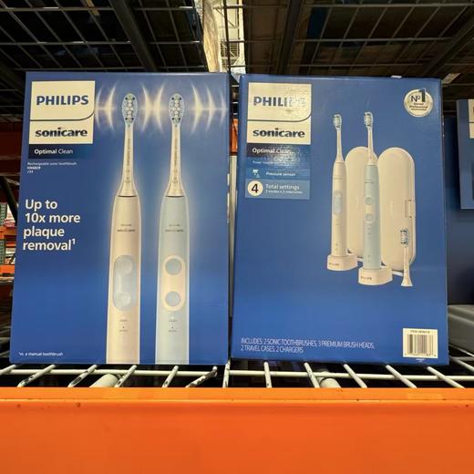 到手价599元/2支 Philips飞利浦超声波电动牙刷6829/77 白色+蓝色2支装 美国代购，无中文标签，介意慎拍 商品图2