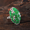 【天然正品】A货翡翠AU750白金镶钻群镶天然设计师花卉款细腻满绿冰种蛋面翡翠戒指16.5号（戒圈可改）280226HSD43 商品缩略图3