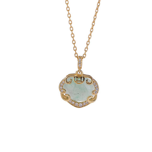 【如意顺意】S925纯银镀金非洲翠如意套链【CW-XL00527】 商品图4