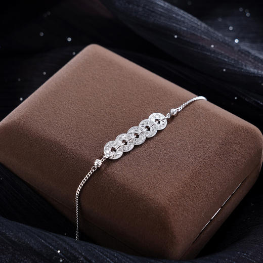 子佩集【五路财源】S925银手链【SL0704188】五连环招财钱币2509 商品图9