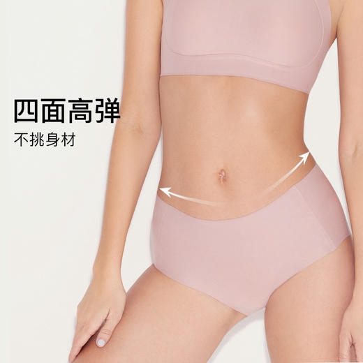 【轻薄透气速干】 Ubr*s同款中腰竖条纹无痕内裤 一片式女士三角裤桑蚕丝底裆包臀内裤底裤 商品图4